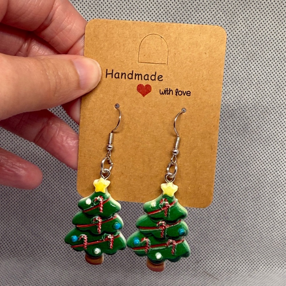 Handmade Christmas Tree Earrings